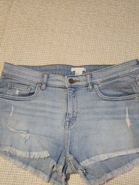 H&M Light Blue Distressed Denim Jean Shorts
